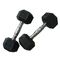 Gym Fitness weight lifting Deluxe Black fied Cast Iron Hex Rubber dumbbells